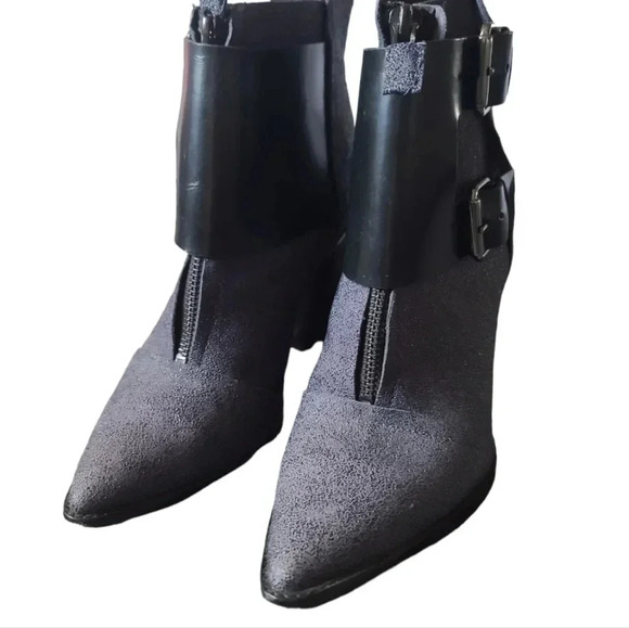 Tibi | Navy Blue & Black Piper Block Heeled Booties Sz 39.5 - Picture 3 of 12